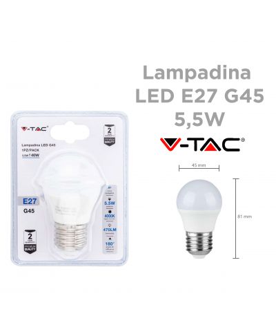 LAMPADA LED SFERA 4,5 WATT 470 lm E27